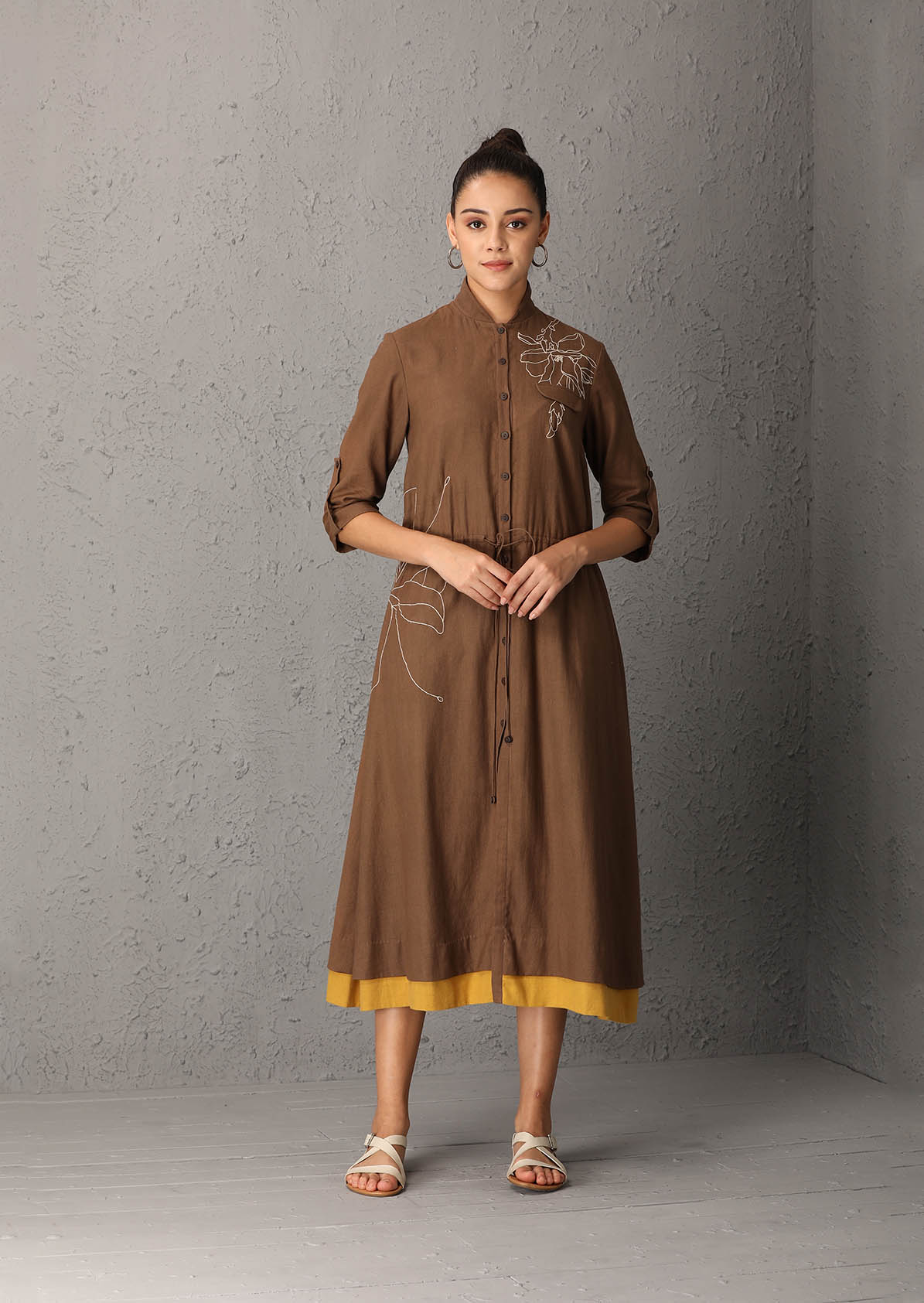 Brown jacket with thread details (RAW-12)