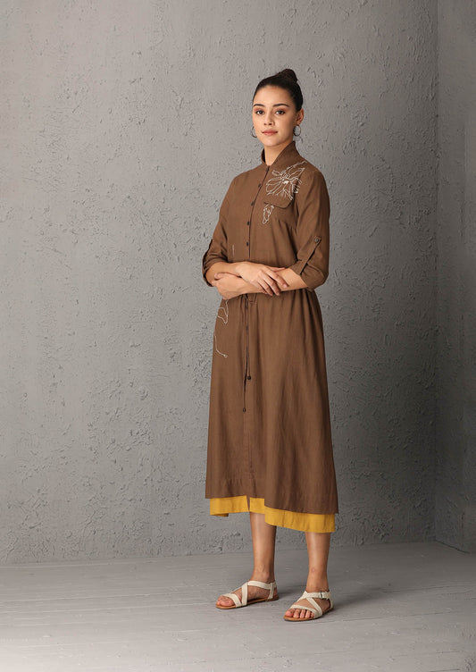 Brown jacket with thread details (RAW-12)