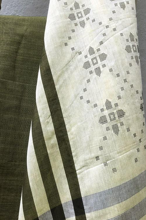 Saloni' Handwoven Extra Weft Cotton-Silk Saree-36