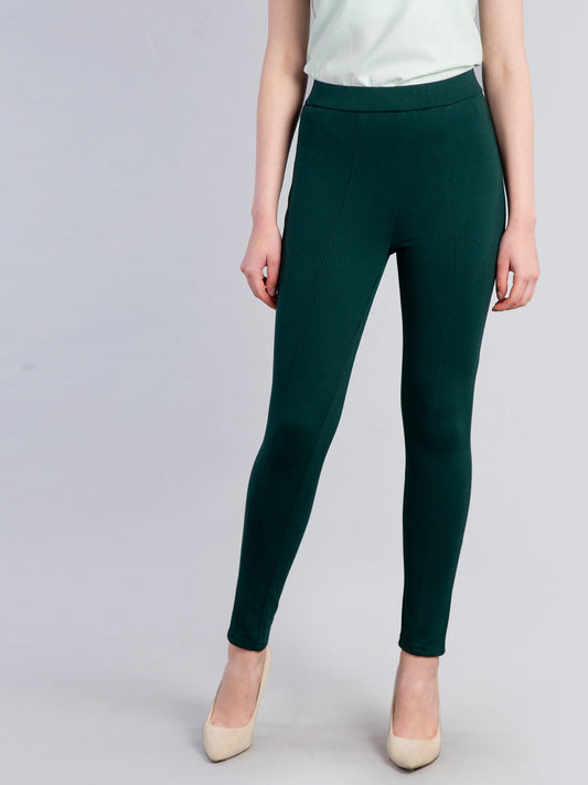 Skinny Fit High Waist Pull Up Pants - Bottle Green