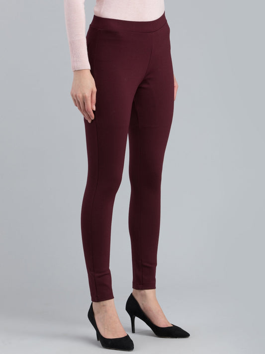 4 Way Stretch Skinny Fit LivIn Jeggings - Maroon