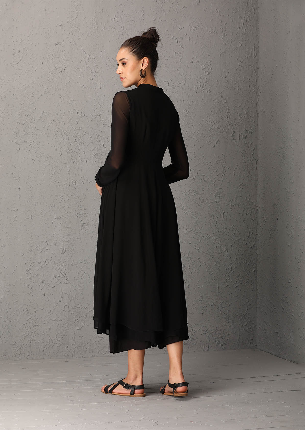 Black tunic set with beige dupatta (SS-02)