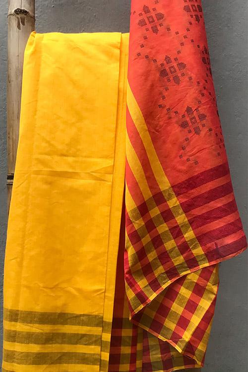 Saloni' Handwoven Extra Weft Cotton-Silk Saree-38