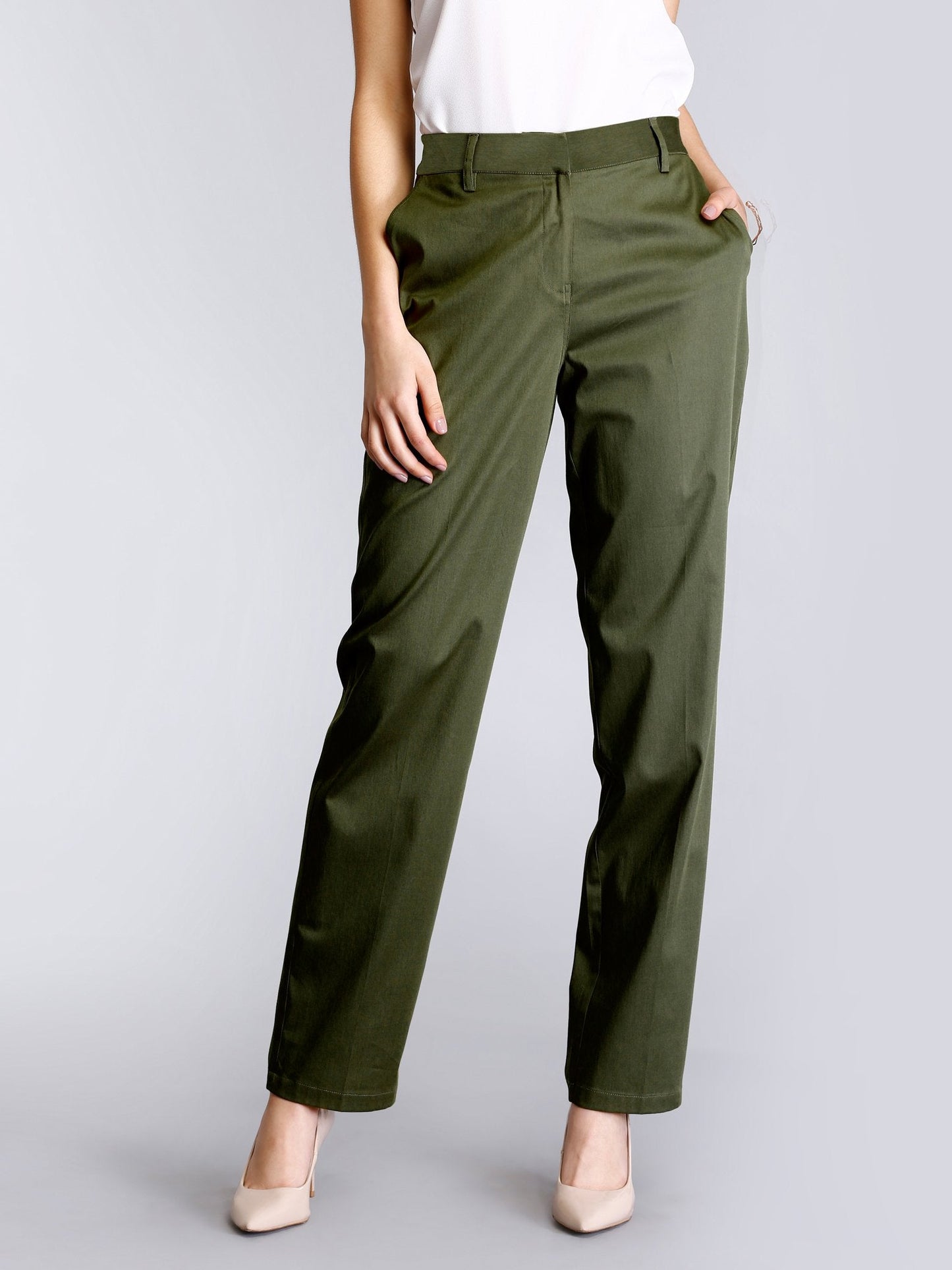 Straight Fit Pants - Olive