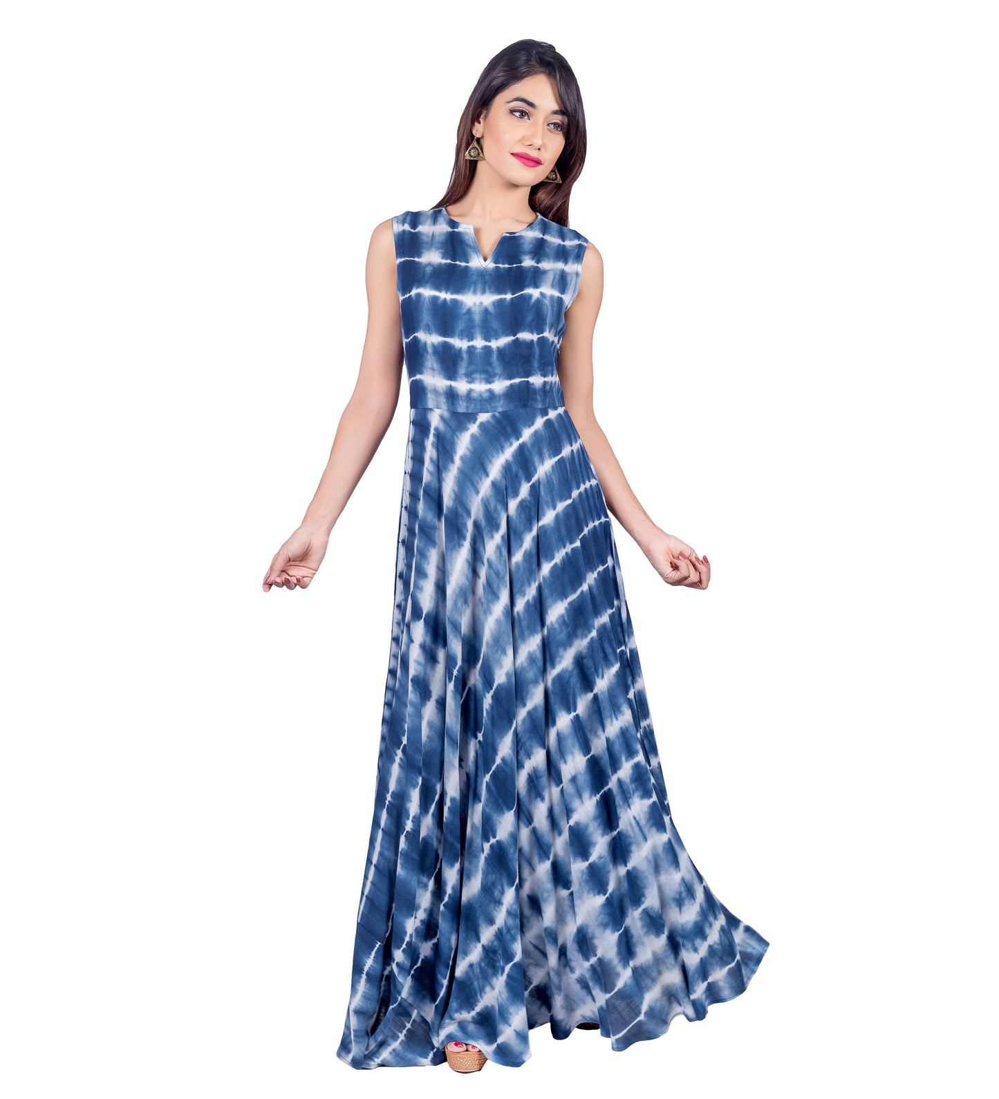 Trail Cut Mandarin Collar Embroidered Indo Western Dress