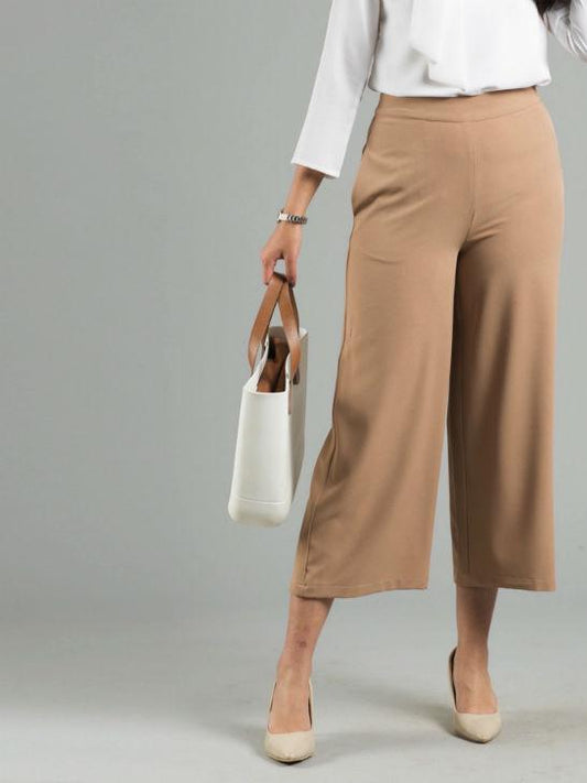 Side Zipper Culottes - Dark Beige