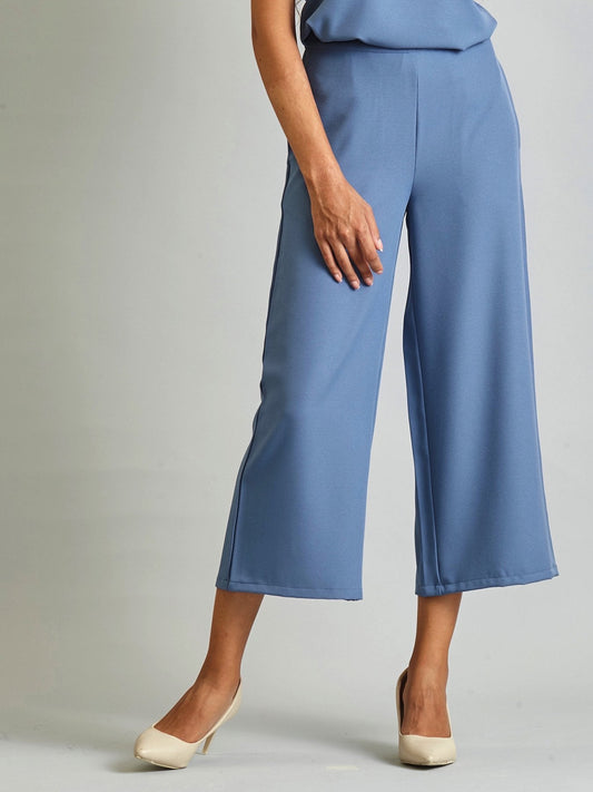 Side Zipper Culottes - Blue