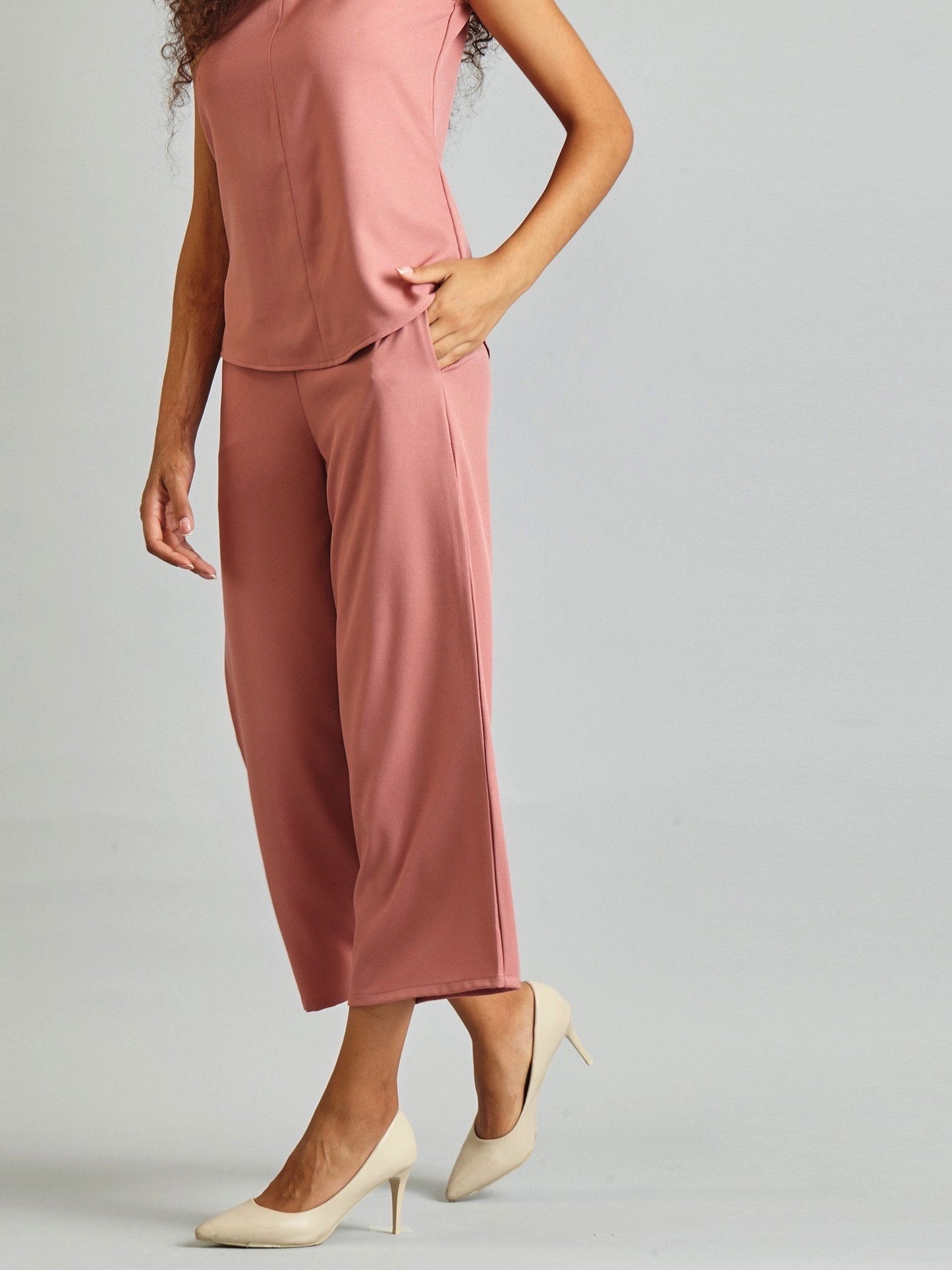 Side Zipper Culottes - Pink