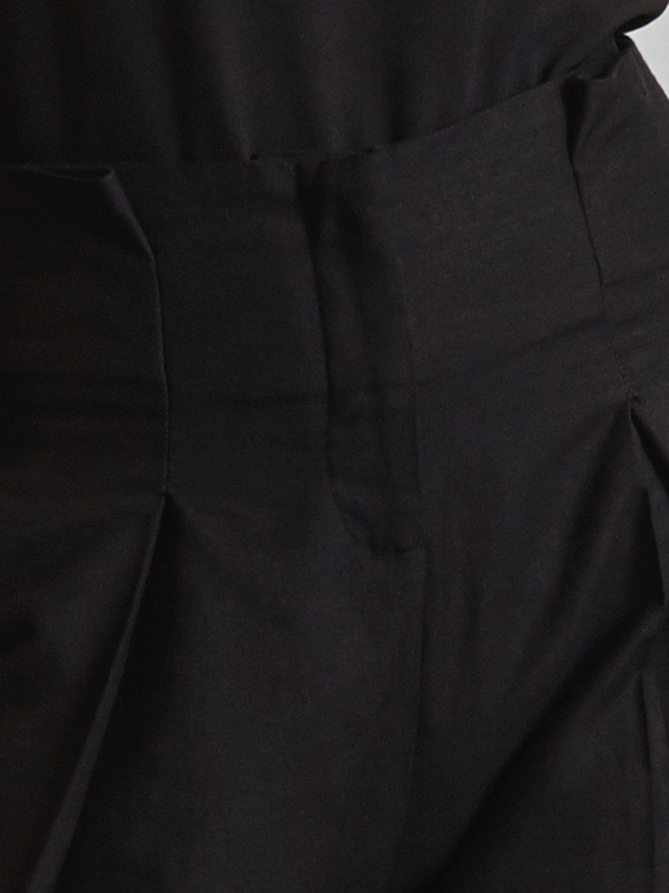 Knife Pleat Straight Turn-up Trousers - Black