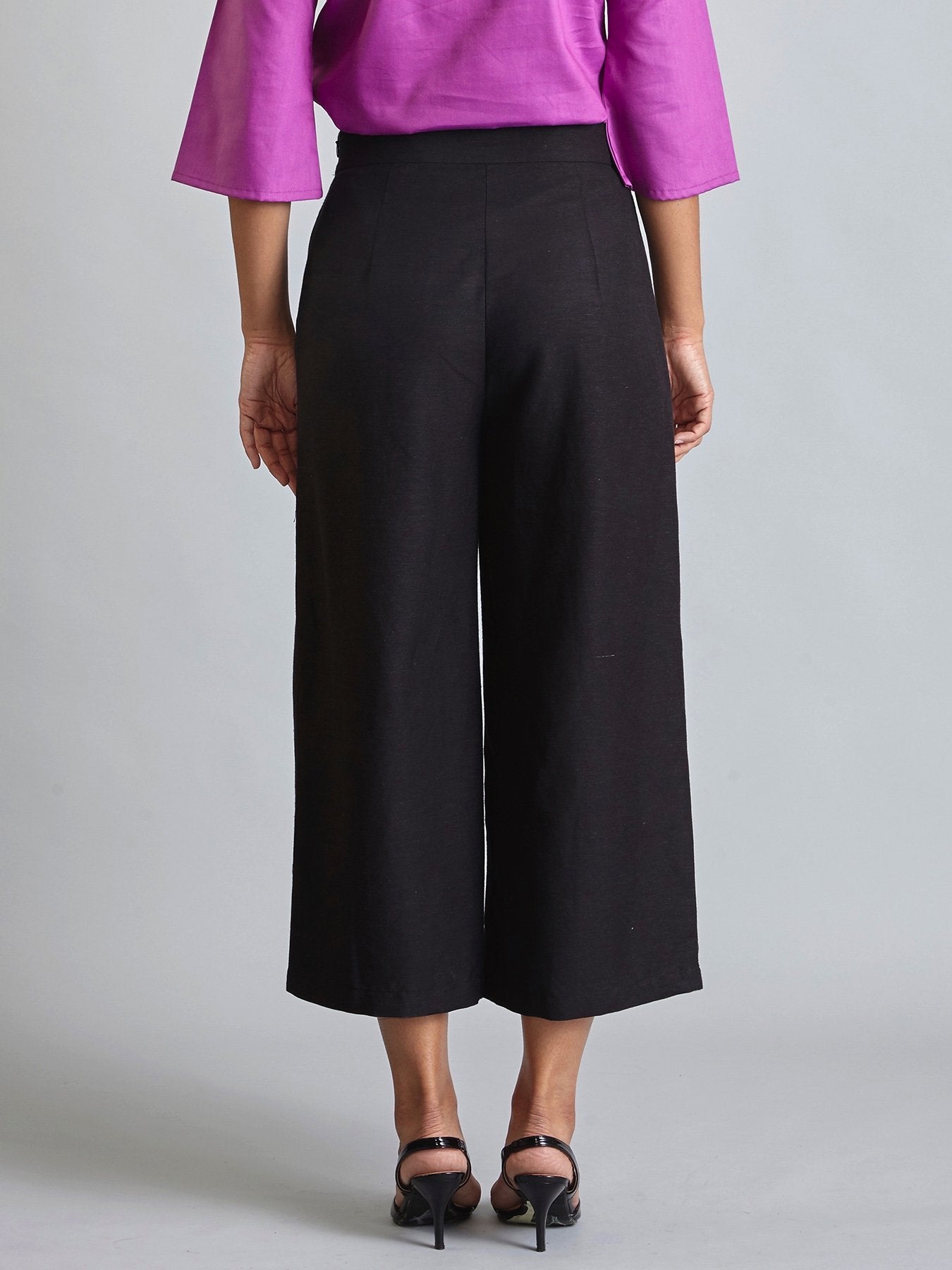Front Pleat Culottes - Black