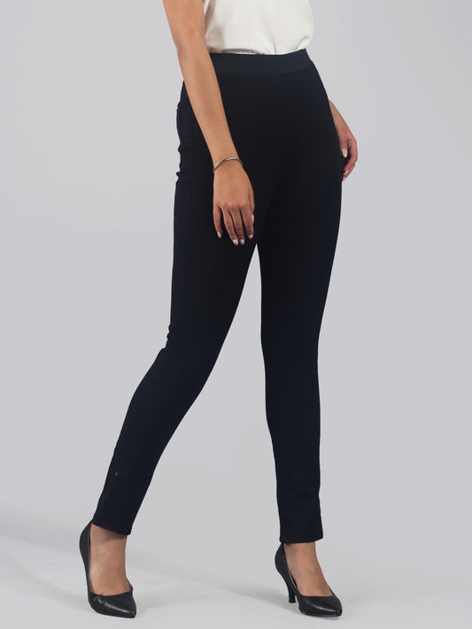 Back Pocket Skinny Fit High Waist Pull Up Pants - Black