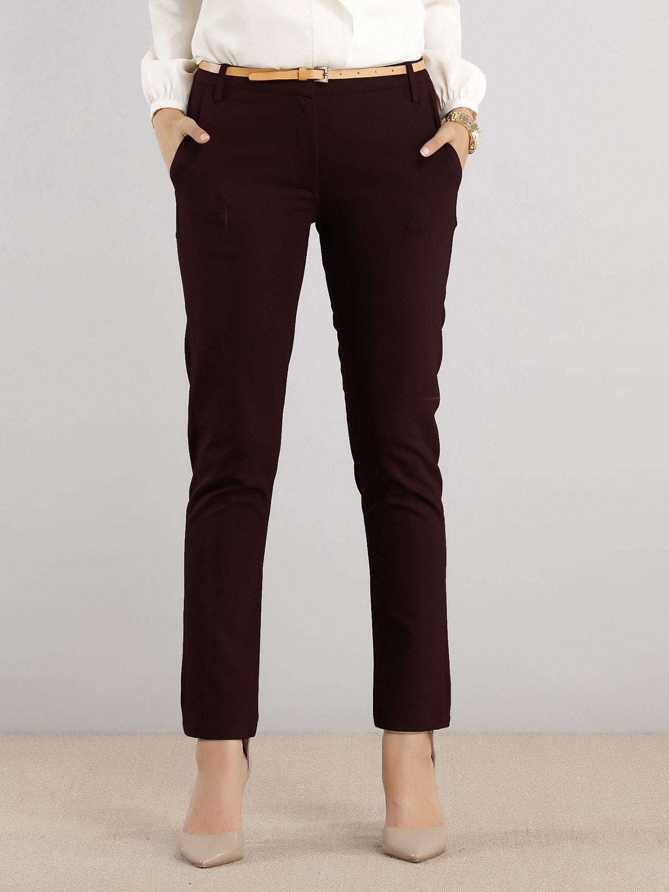 Essential Comfort Trousers - Maroon