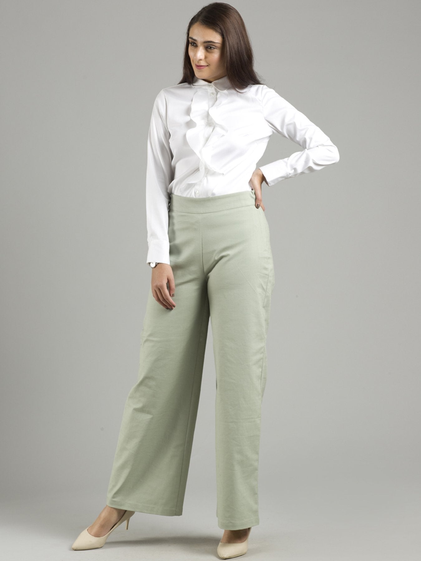 Wide Leg Linen Pants - Sage Green