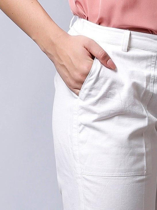 Straight Fit Trousers - White