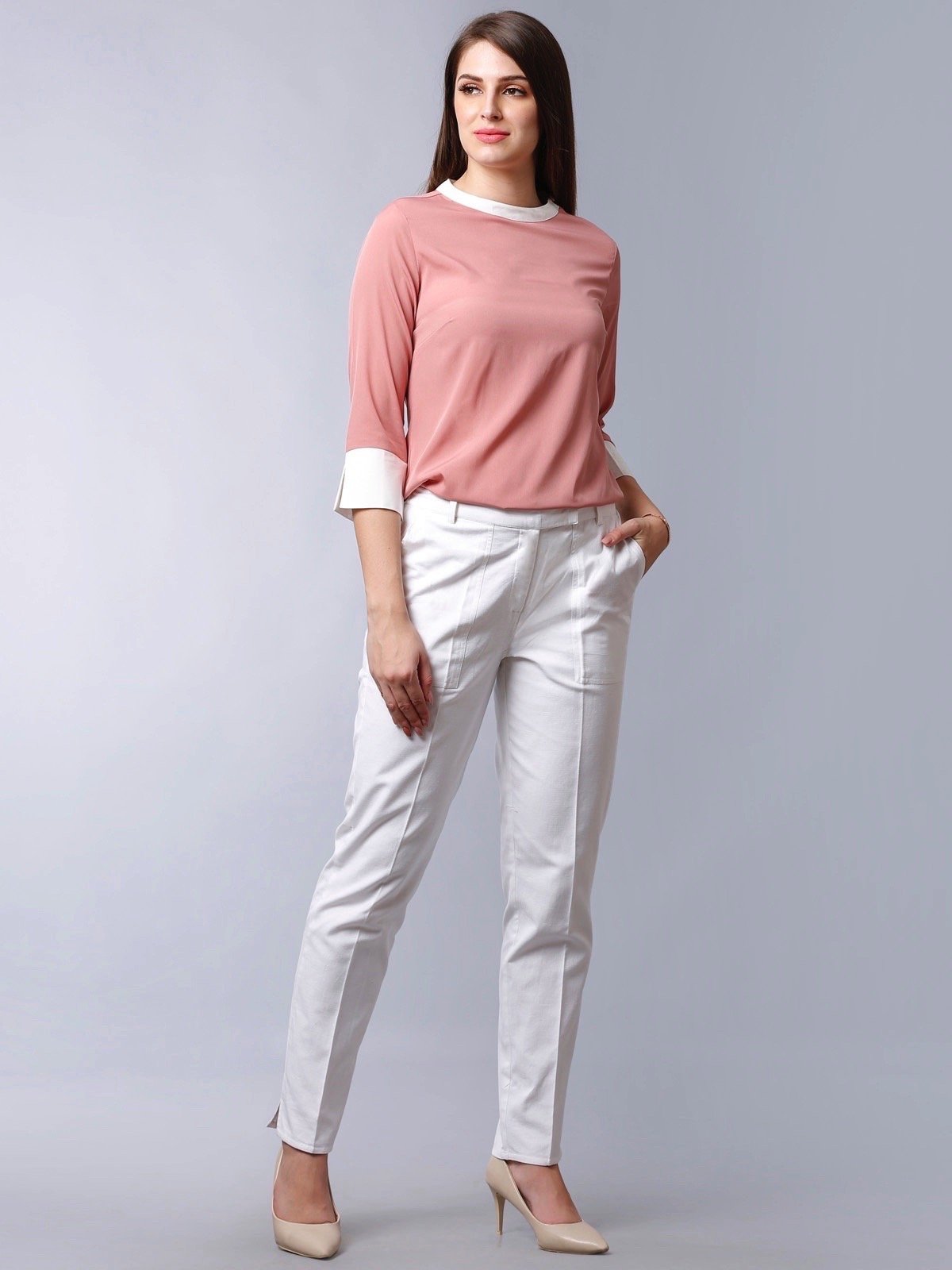 Straight Fit Trousers - White