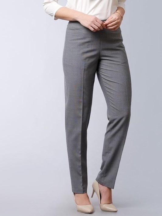 Formal Straight Fit Pants With Front Crease - Grey