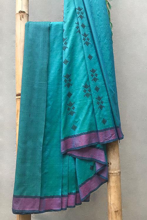 Vipra' Handwoven Extra Weft Cotton-Silk Saree-46