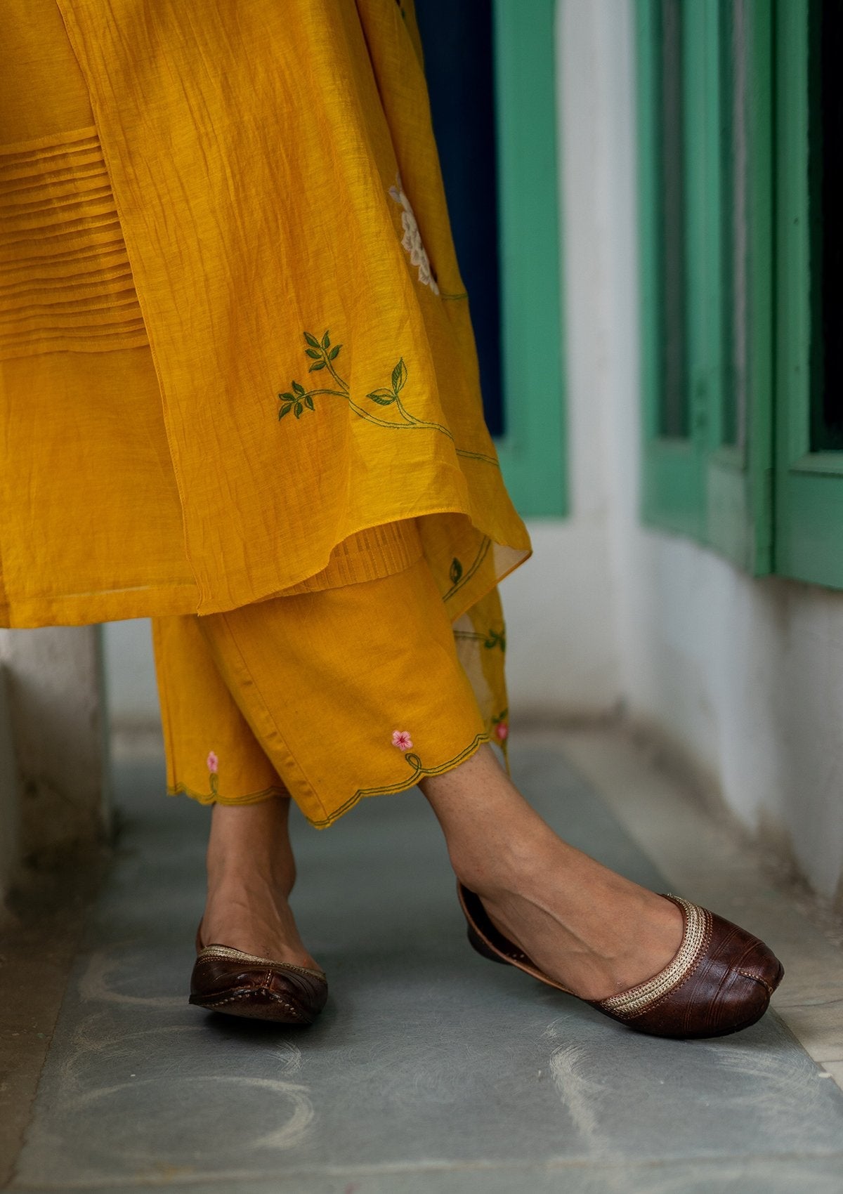 Amber Kurta with Applique Dupatta