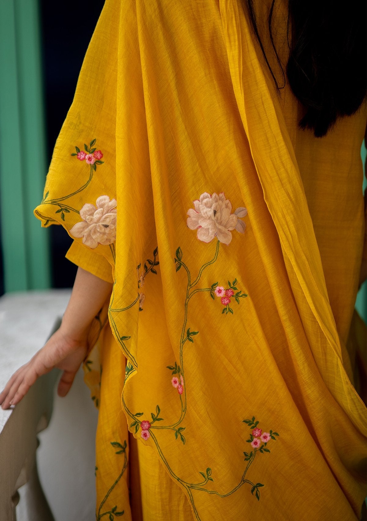 Amber Kurta with Applique Dupatta