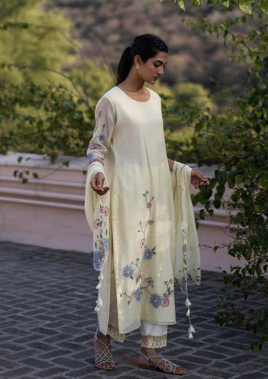 Butter Embroidered Kurta Set