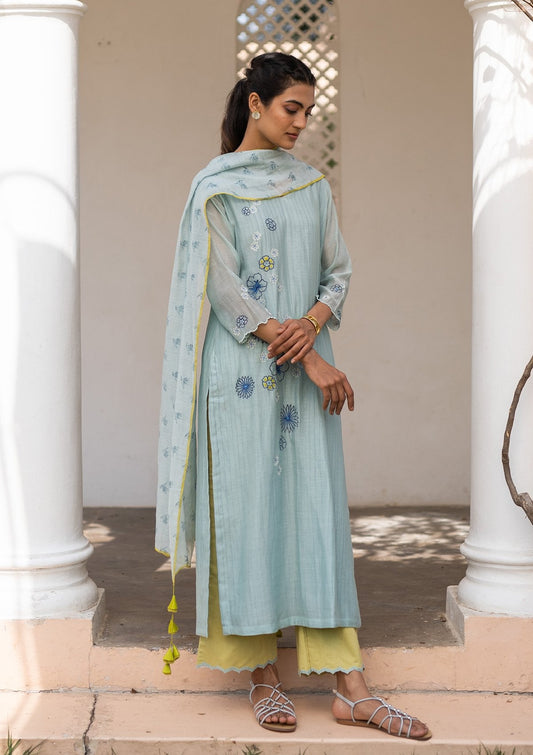 Ocean Embroidered Kurta Set
