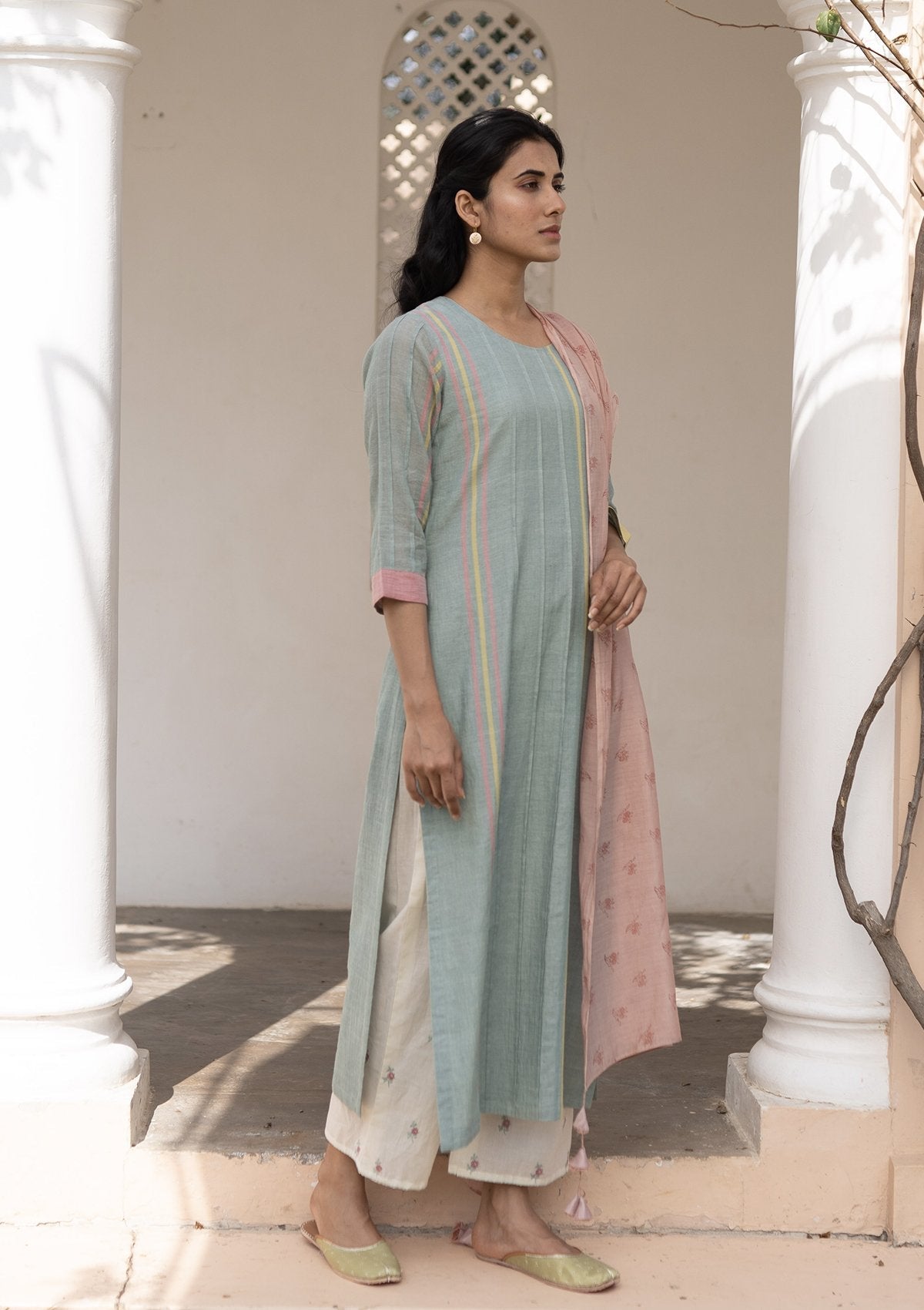 Ocean and Salmon Kurta Set