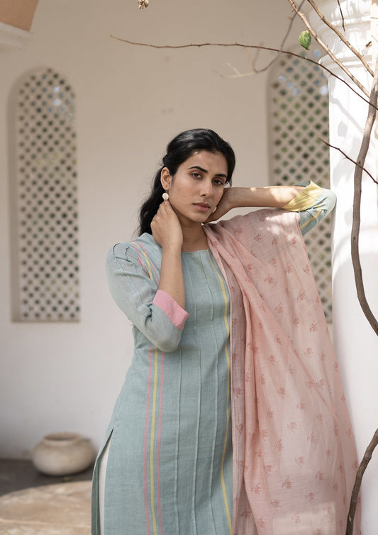 Ocean and Salmon Kurta Set