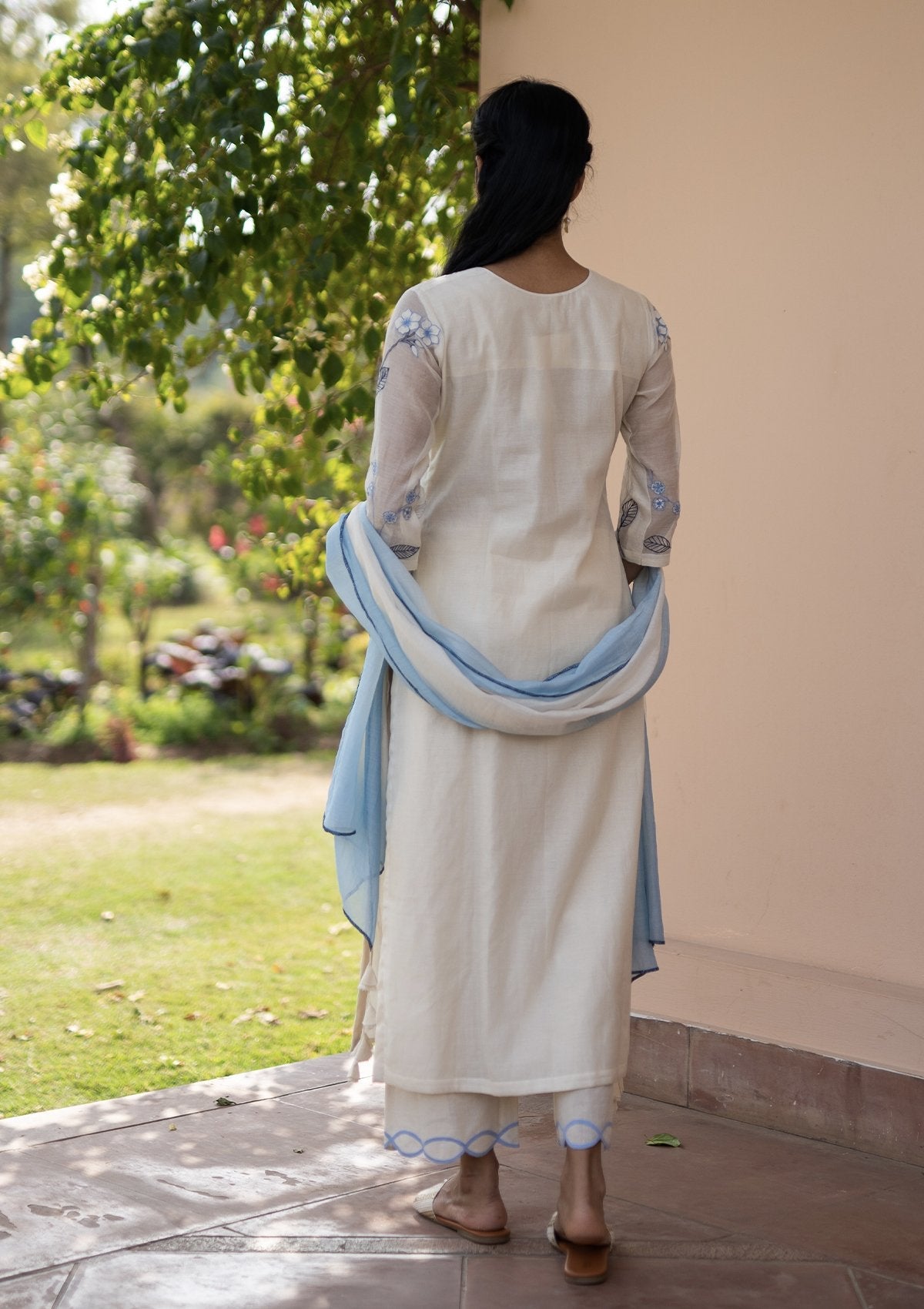 Pearl and Azure Applique Kurta Set