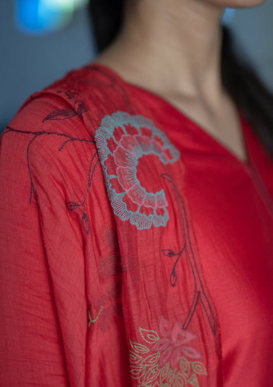 Poppy Aari Work Kurta Set