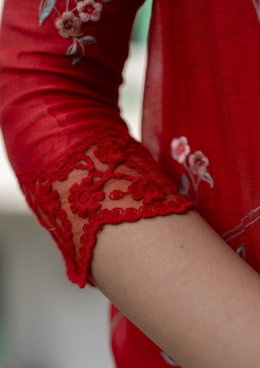 Poppy Applique Layered Kurta Set