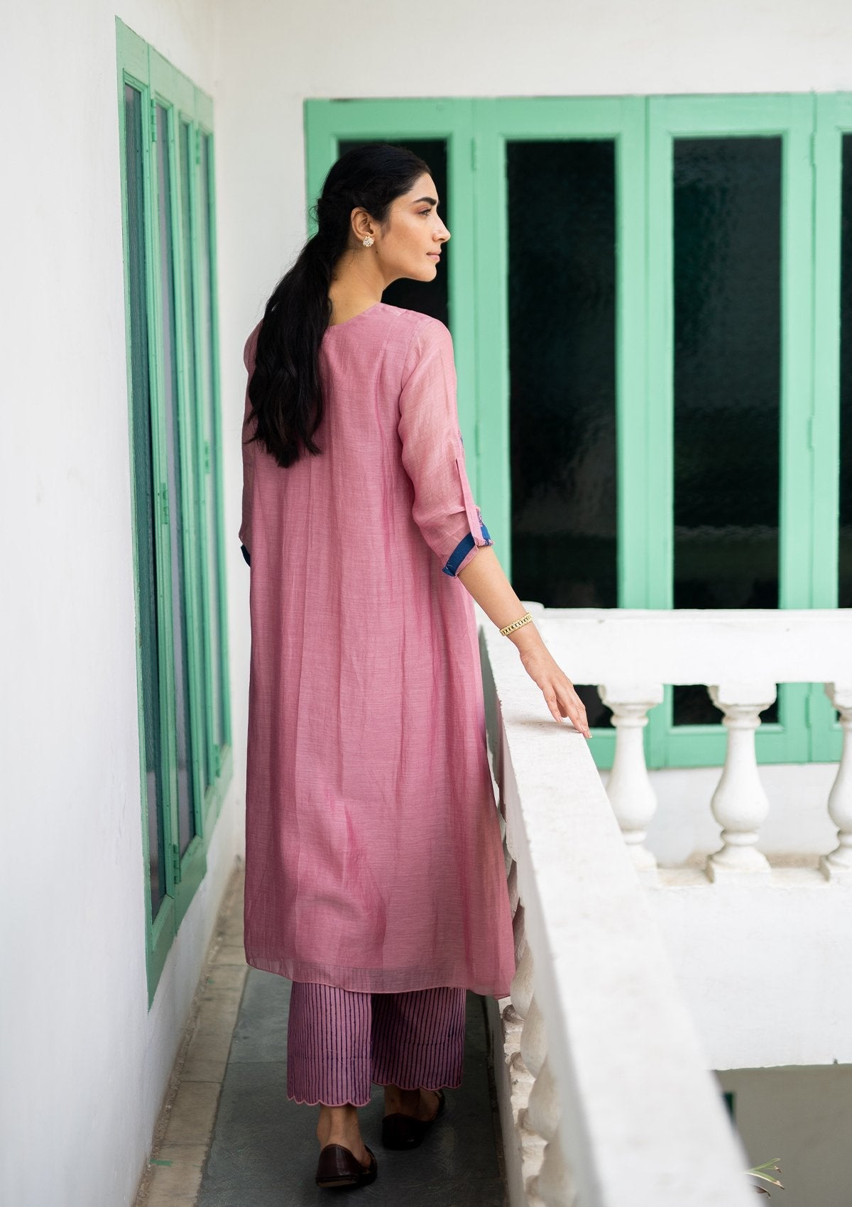 Rose Applique A Line Kurta