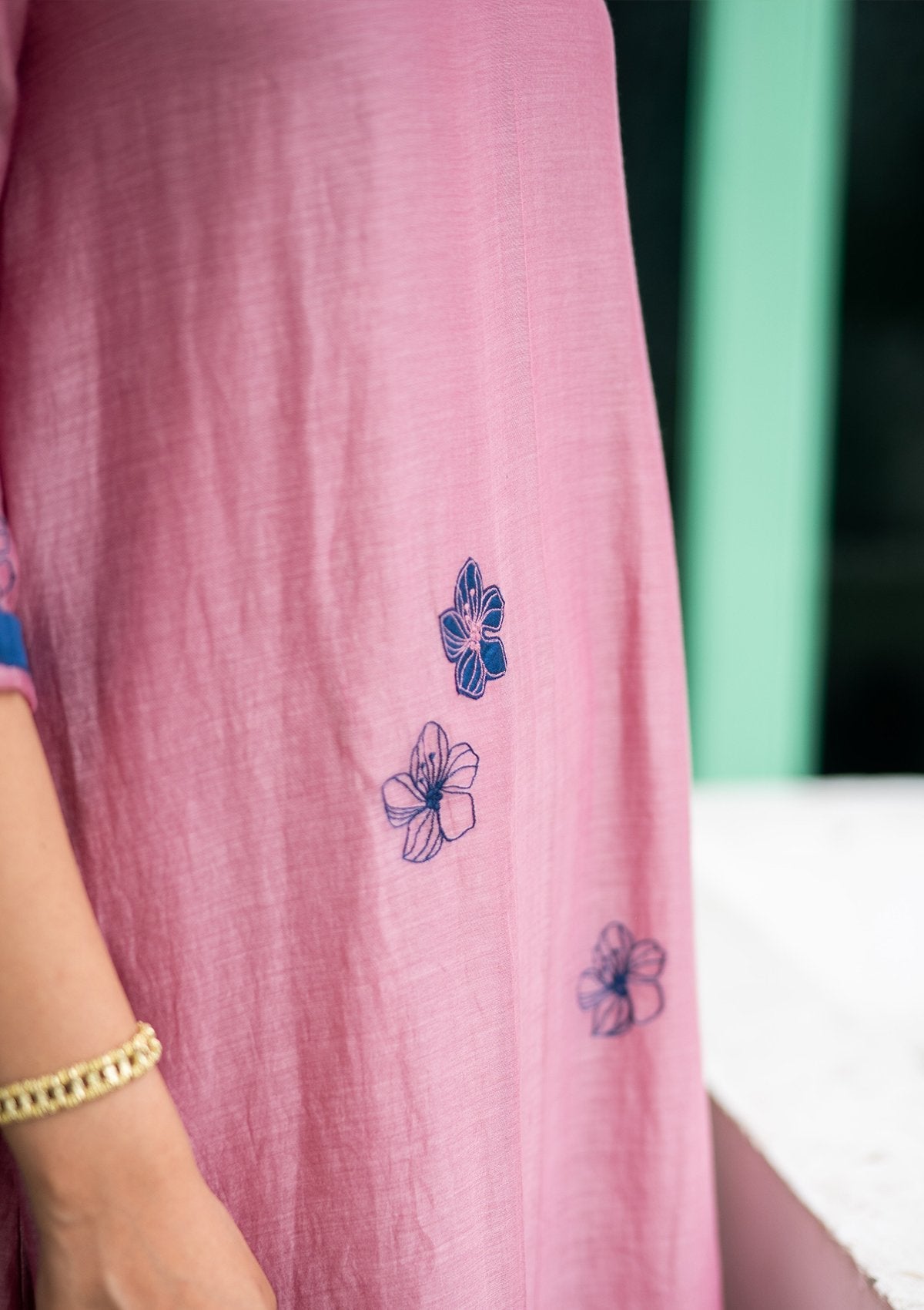Rose Applique A Line Kurta