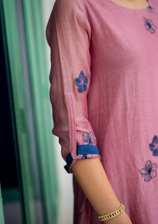 Rose Applique A Line Kurta