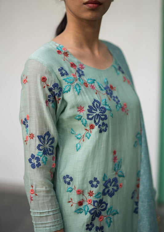 Sage Applique Kurta Set