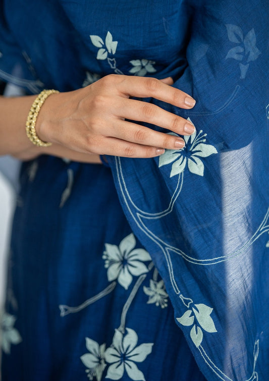 Sapphire with Periwinkle Applique Kurta Set