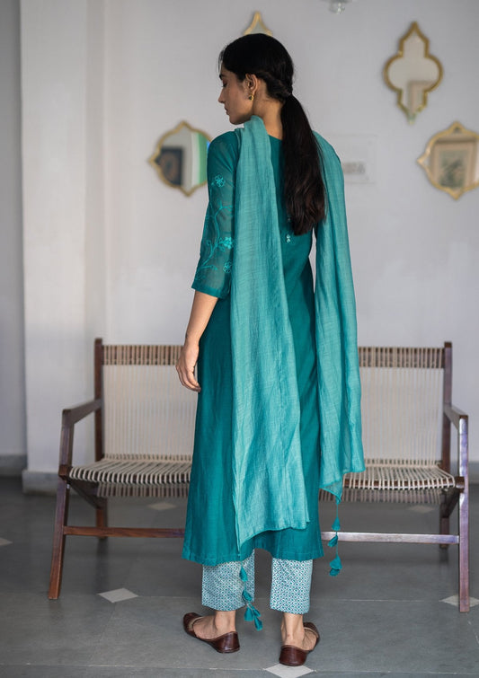 Shades of Jade Aari Work Kurta Set
