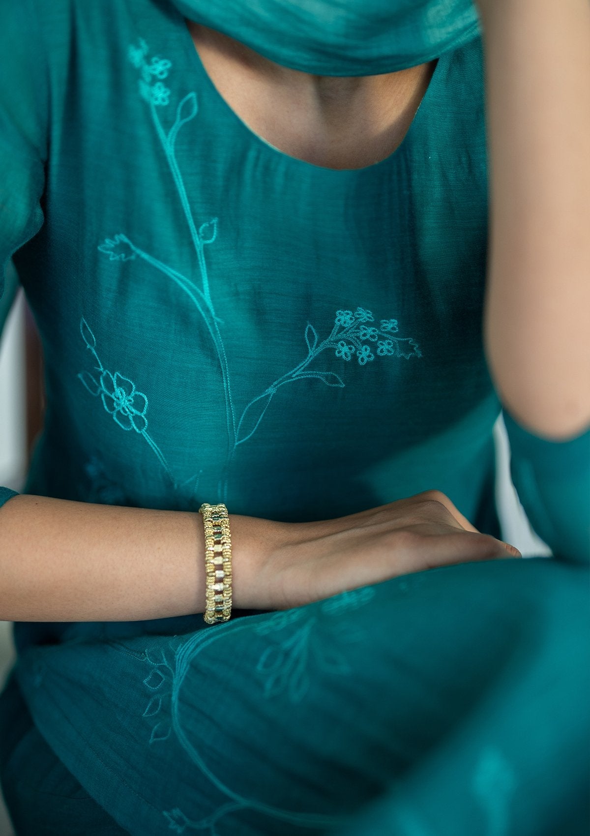 Shades of Jade Aari Work Kurta Set