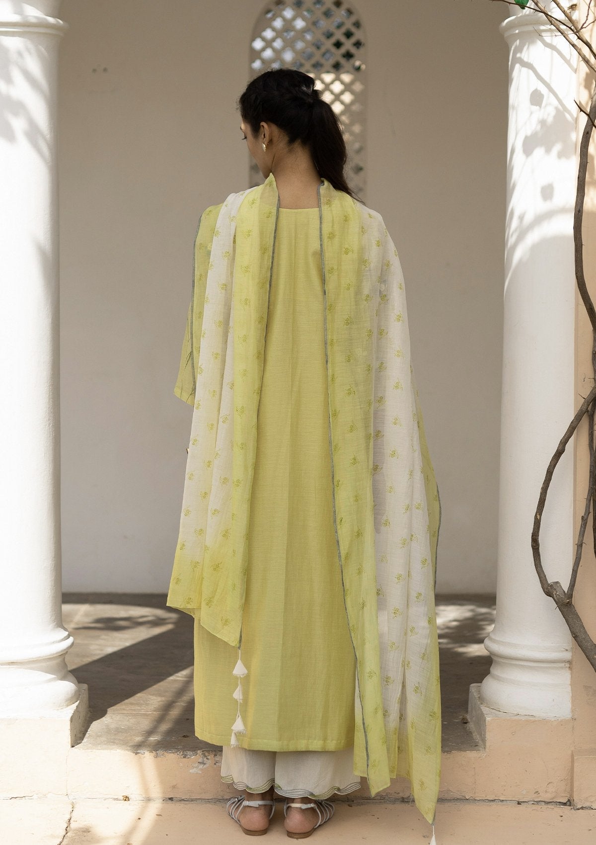 Lime and Pearl Embroidered Kurta Set