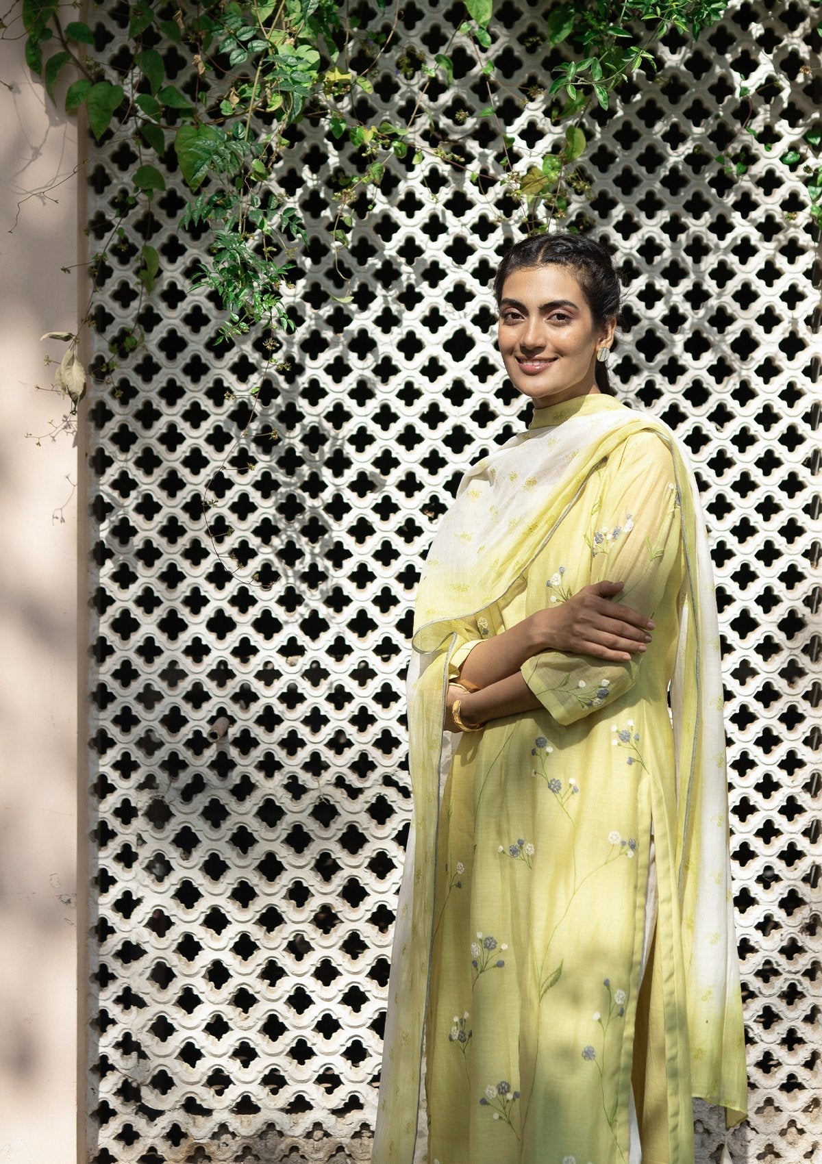 Lime and Pearl Embroidered Kurta Set