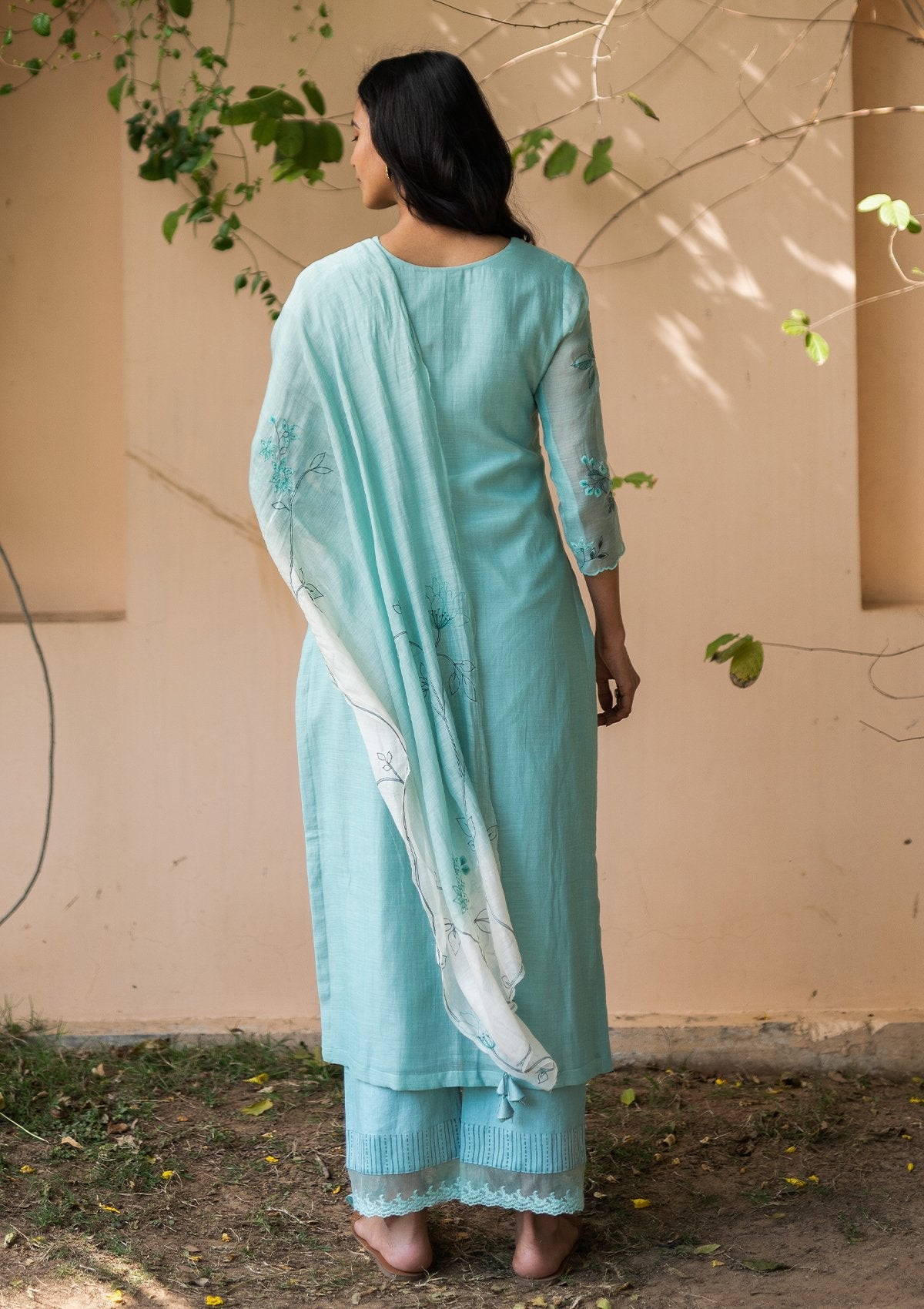 Teal Applique Kurta Set
