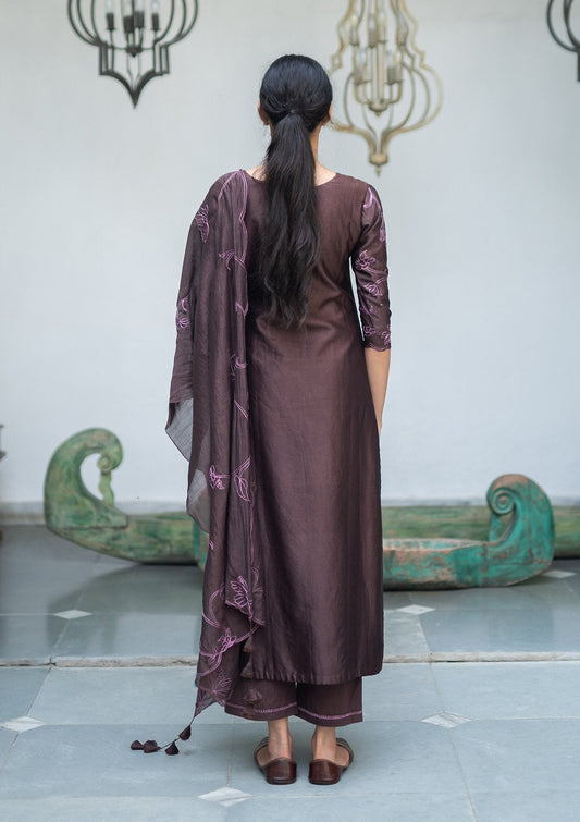 Walnut Aari Work Kurta Set