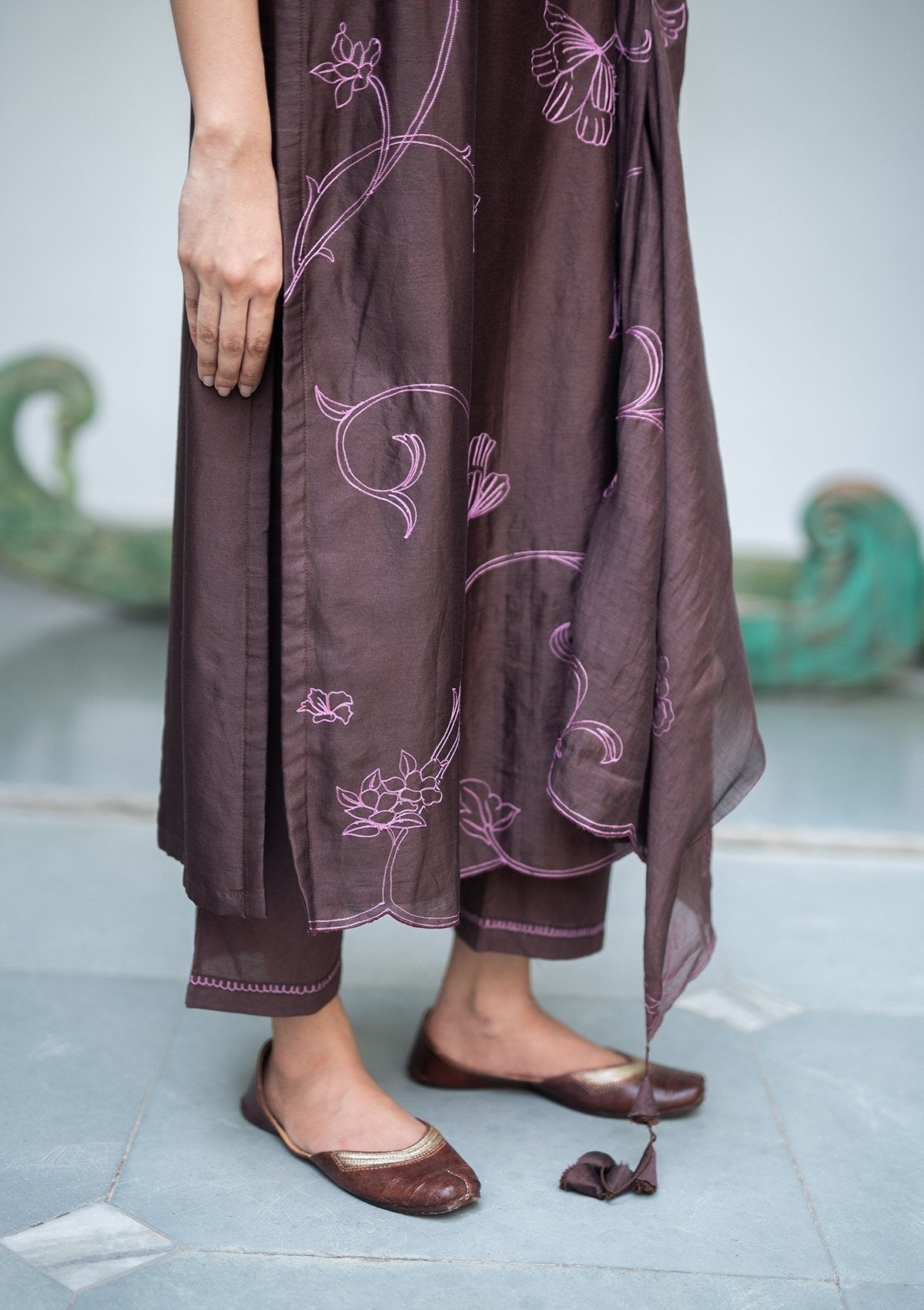Walnut Aari Work Kurta Set