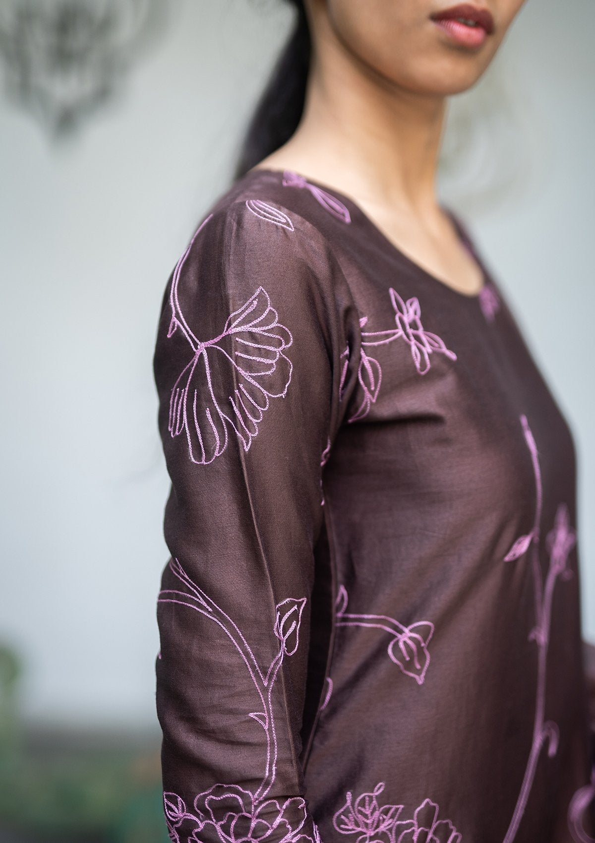 Walnut Aari Work Kurta Set