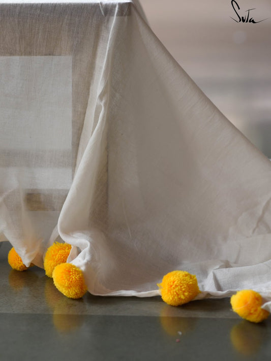 White Cotton And Silk Threads With Yellow Tassels
