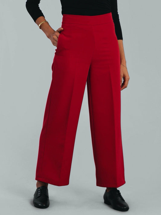 Wide Leg Pants - Red