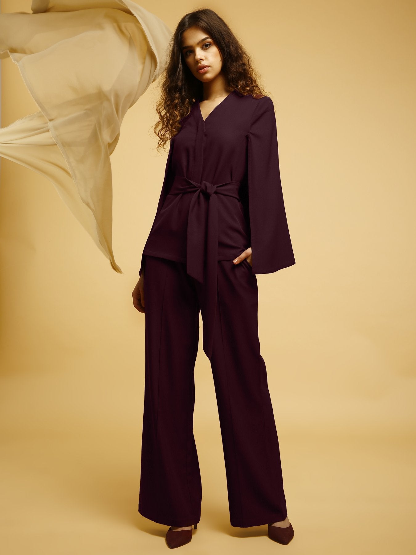 Wide Legged Pants - Maroon