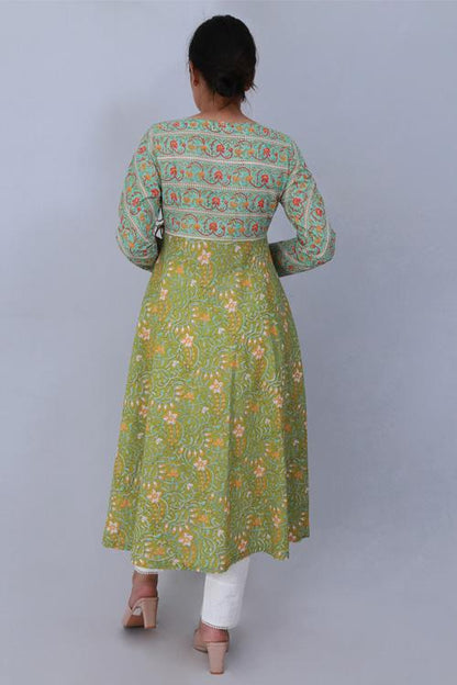 Kali Kurta' Torquoise and Green Block printed Kurta