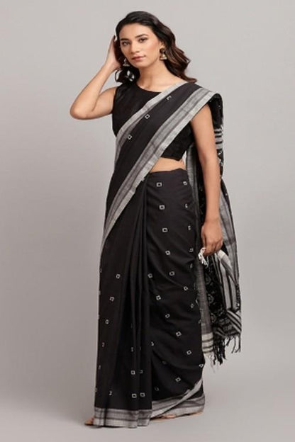 Afsa' Handwoven Extra Weft Cotton Saree-20