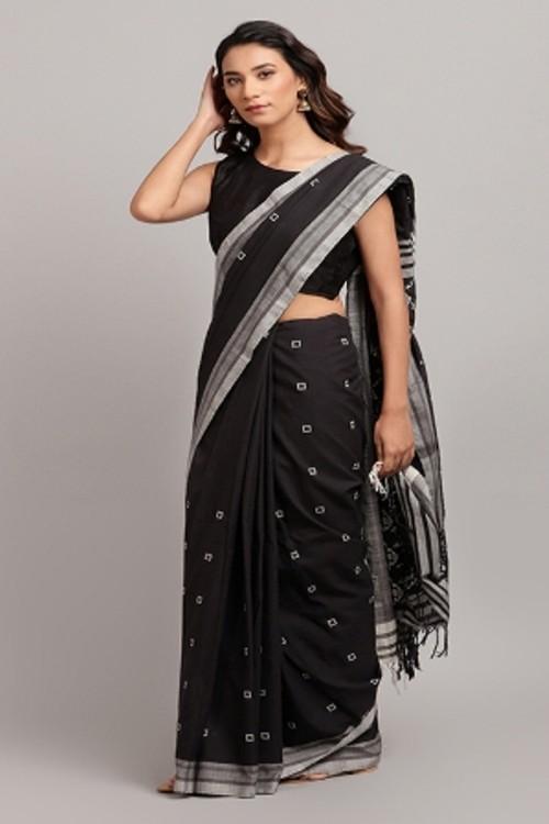 Afsa' Handwoven Extra Weft Cotton Saree-20