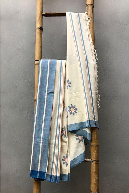 Neelkamal' Handwoven Baavanbuti Cotton Saree-9